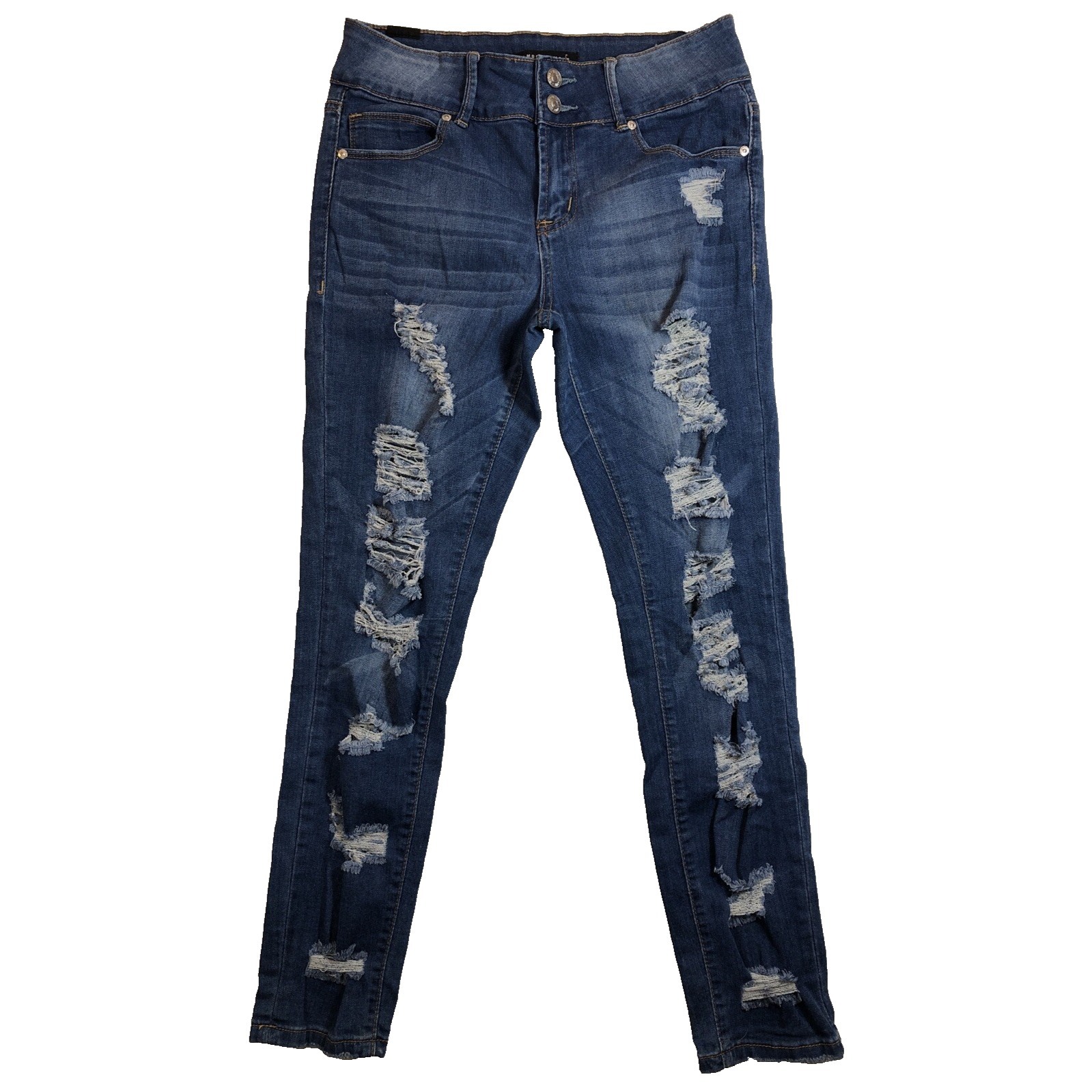 Almost Famous Jeans Juniors 7 Denim Distressed Skinny Stretch Mid Rise Women's